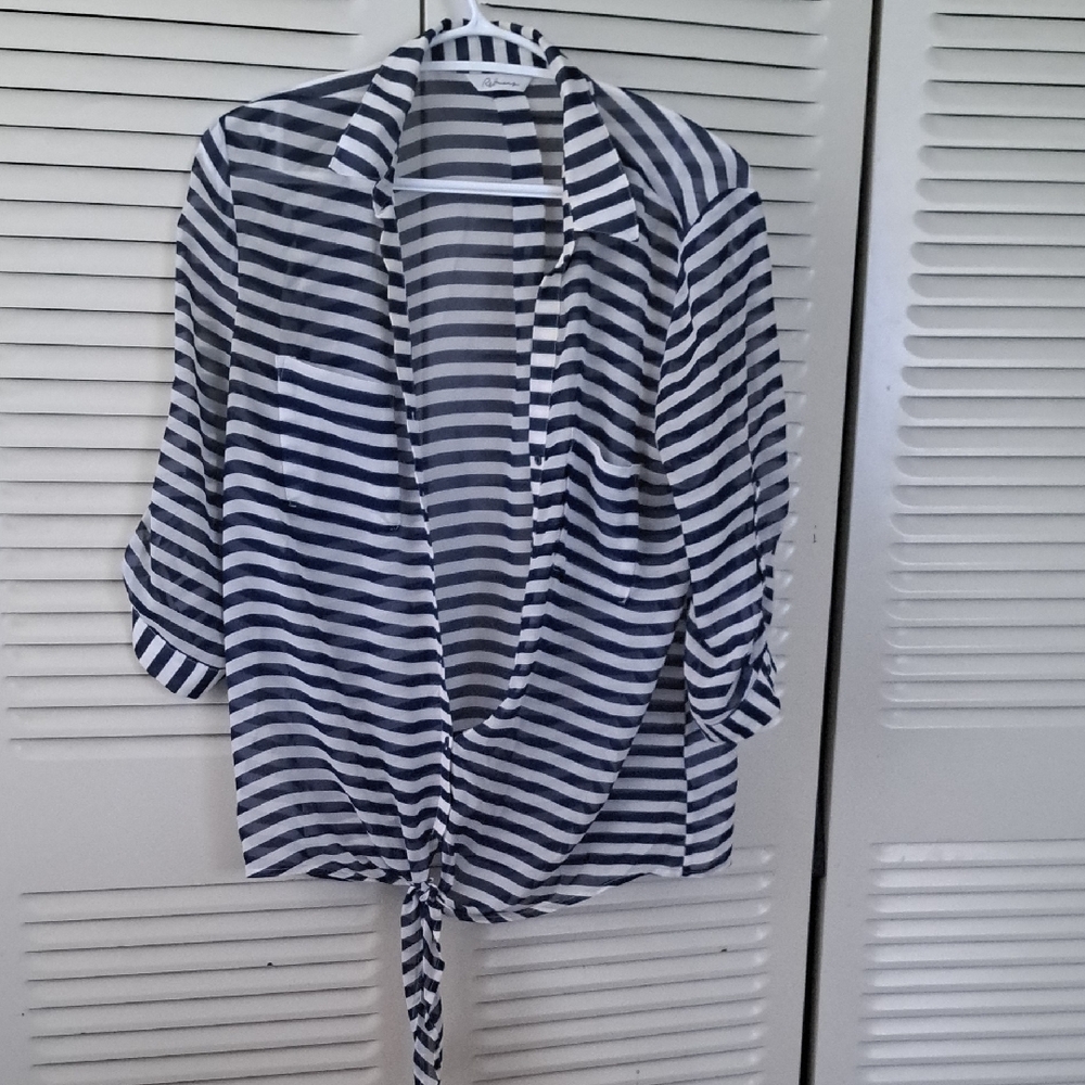 Striped Navy and White Women's Top